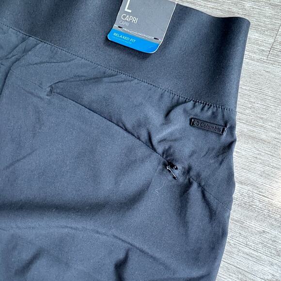 Columbia Omni Shield Womens Capri Pants L Black Adera Relaxed Faux Wrap NWT - Picture 6 of 13